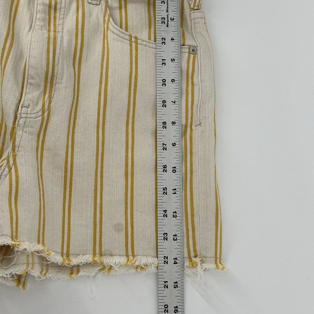 Pilcro Anthropologie Cream Yellow Striped Denim Shorts Size 30 - Picture 10 of 14